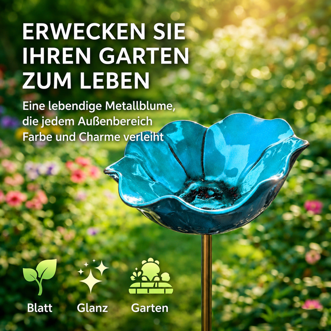 🎁 Zoremiqa™ Handgefertigtes Metall-Blumen-Vogelbad für den Garten 🐦