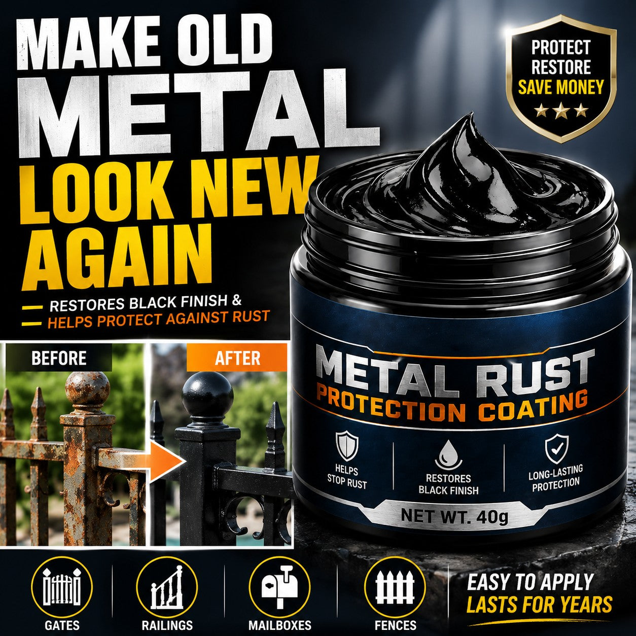 Zoremiqa™ Metall-Reparaturpaste Schwarz | Rostschutz & Oberflächenpflege(OFFER)