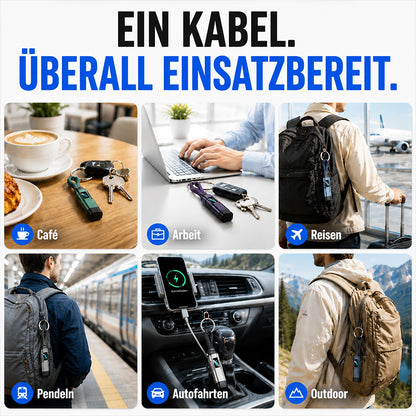 Solenava™ 4-in-1 EDC-Ladekabel – bis zu 65 W Schnellladen, USB-C Schlüsselbund-Kabel mit Digitalanzeige