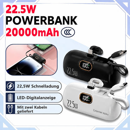 Kompakte Powerbank mit integrierten Kabeln | 22,5 W Schnellladen (offer)