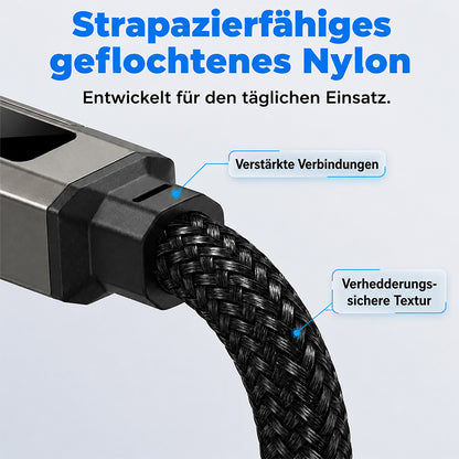 Solenava™ 4-in-1 EDC-Ladekabel – bis zu 65 W Schnellladen, USB-C Schlüsselbund-Kabel mit Digitalanzeige