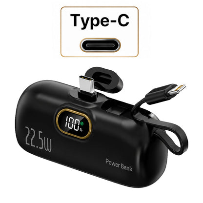 Kompakte Powerbank mit integrierten Kabeln | 22,5 W Schnellladen (offer)