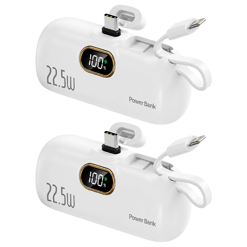 Kompakte Powerbank mit integrierten Kabeln | 22,5 W Schnellladen (offer)
