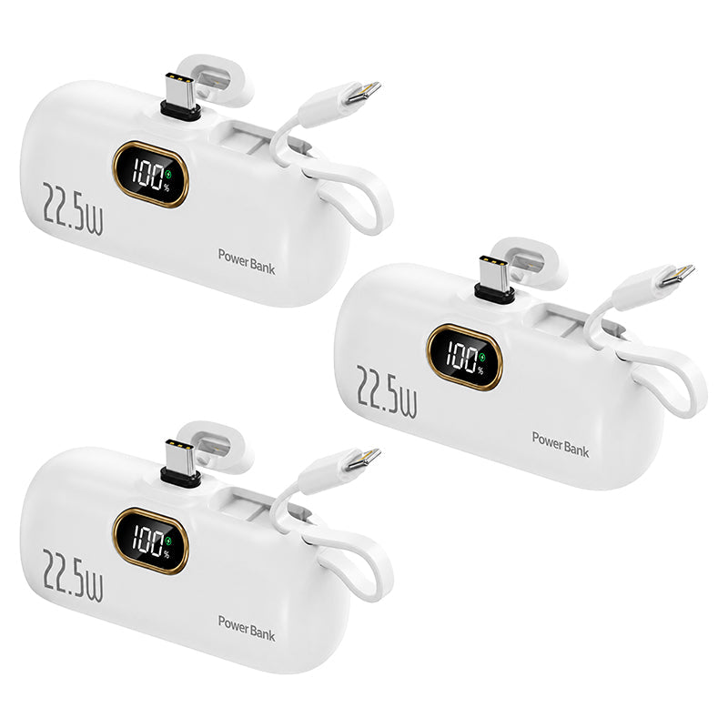 Kompakte Powerbank mit integrierten Kabeln | 22,5 W Schnellladen (offer)
