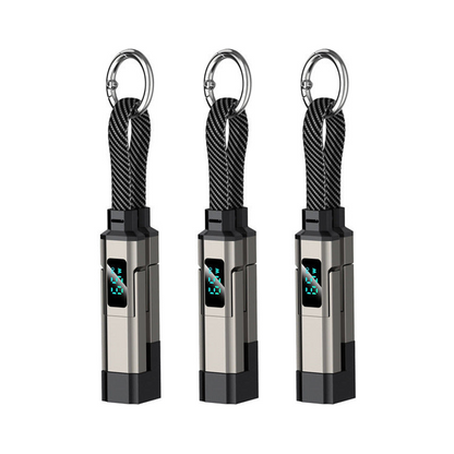 Solenava™ 4-in-1 EDC-Ladekabel – bis zu 65 W Schnellladen, USB-C Schlüsselbund-Kabel mit Digitalanzeige