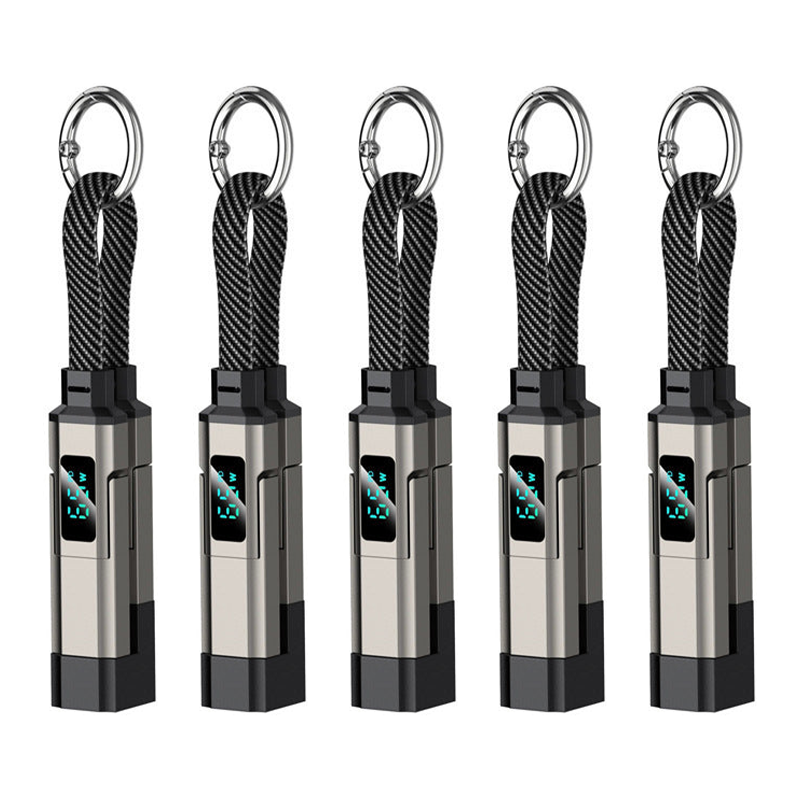 Solenava™ 4-in-1 EDC-Ladekabel – bis zu 65 W Schnellladen, USB-C Schlüsselbund-Kabel mit Digitalanzeige
