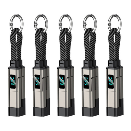 Solenava™ 4-in-1 EDC-Ladekabel – bis zu 65 W Schnellladen, USB-C Schlüsselbund-Kabel mit Digitalanzeige