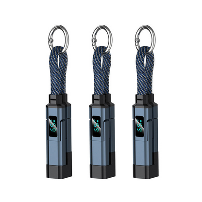 Solenava™ 4-in-1 EDC-Ladekabel – bis zu 65 W Schnellladen, USB-C Schlüsselbund-Kabel mit Digitalanzeige