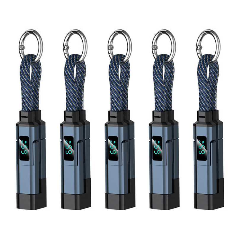 Solenava™ 4-in-1 EDC-Ladekabel – bis zu 65 W Schnellladen, USB-C Schlüsselbund-Kabel mit Digitalanzeige