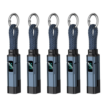 Solenava™ 4-in-1 EDC-Ladekabel – bis zu 65 W Schnellladen, USB-C Schlüsselbund-Kabel mit Digitalanzeige