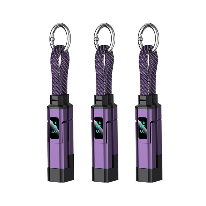 Solenava™ 4-in-1 EDC-Ladekabel – bis zu 65 W Schnellladen, USB-C Schlüsselbund-Kabel mit Digitalanzeige