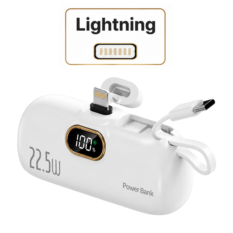 Kompakte Powerbank mit integrierten Kabeln | 22,5 W Schnellladen (offer)