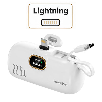 Kompakte Powerbank mit integrierten Kabeln | 22,5 W Schnellladen (offer)