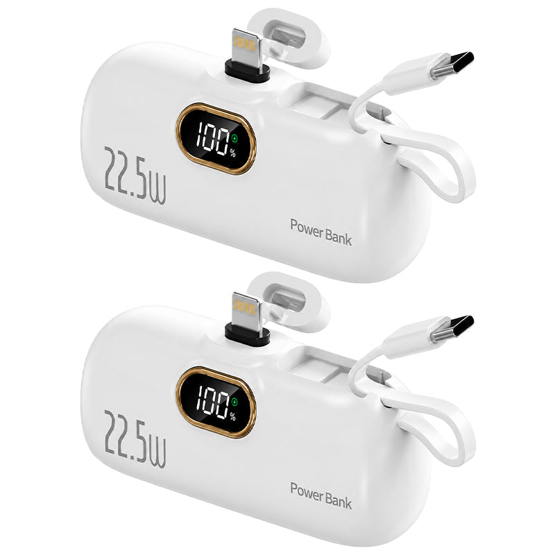 Kompakte Powerbank mit integrierten Kabeln | 22,5 W Schnellladen (offer)