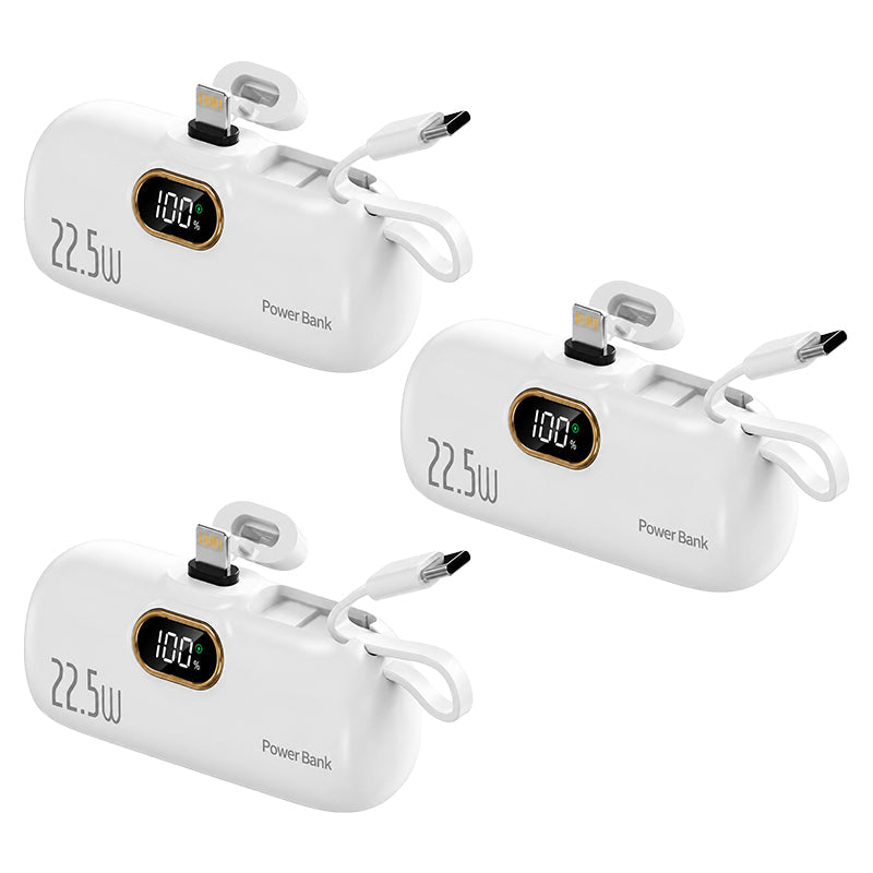 Kompakte Powerbank mit integrierten Kabeln | 22,5 W Schnellladen (offer)