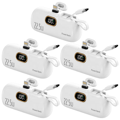 Kompakte Powerbank mit integrierten Kabeln | 22,5 W Schnellladen (offer)