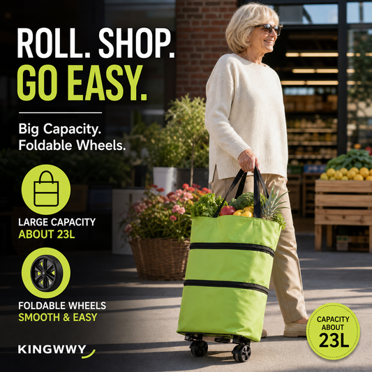 🛒 Foldable Shopping Cart with Wheels | 2-in-1 Rolling Grocery Tote