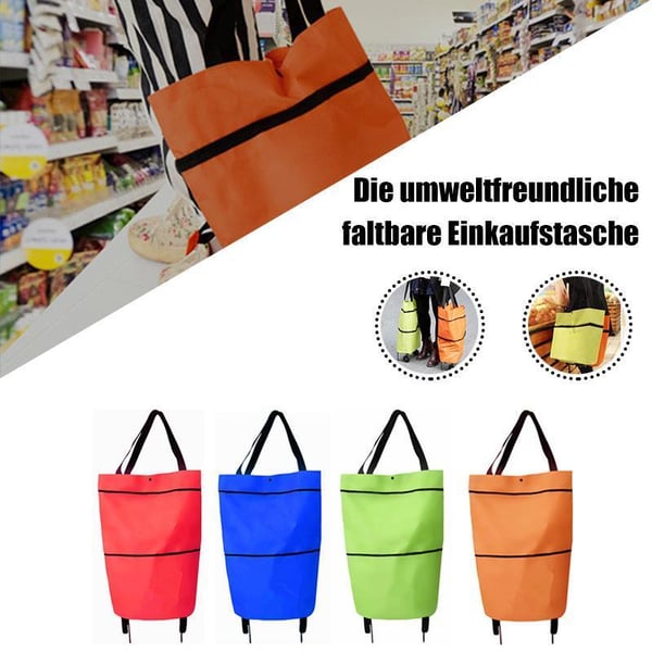 🛒 Foldable Shopping Cart with Wheels | 2-in-1 Rolling Grocery Tote