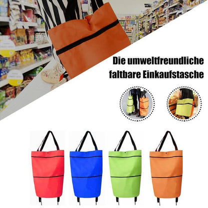 🛒 Foldable Shopping Cart with Wheels | 2-in-1 Rolling Grocery Tote