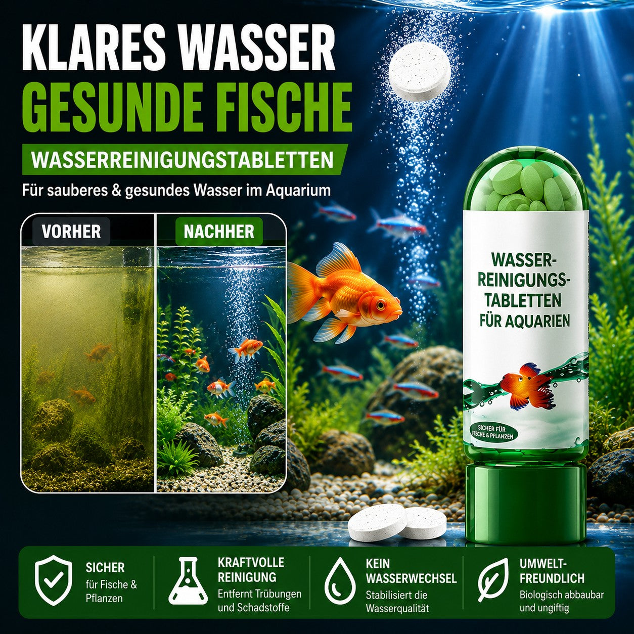 Wasserreinigungstabletten fürs Aquarium – Für klares & sauberes Wasser