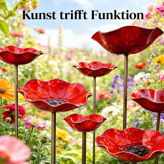 🎁 Zoremiqa™ Handgefertigtes Metall-Blumen-Vogelbad für den Garten 🐦