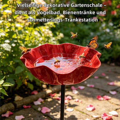 🎁 Zoremiqa™ Handgefertigtes Metall-Blumen-Vogelbad für den Garten 🐦