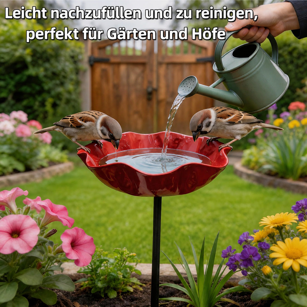 🎁 Zoremiqa™ Handgefertigtes Metall-Blumen-Vogelbad für den Garten 🐦